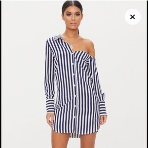 PLT Striped off the shoulder shirt dress